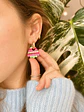 🌷 Aritos Charm Rayas Rosa & Menta 🌷 - Miniatura 3