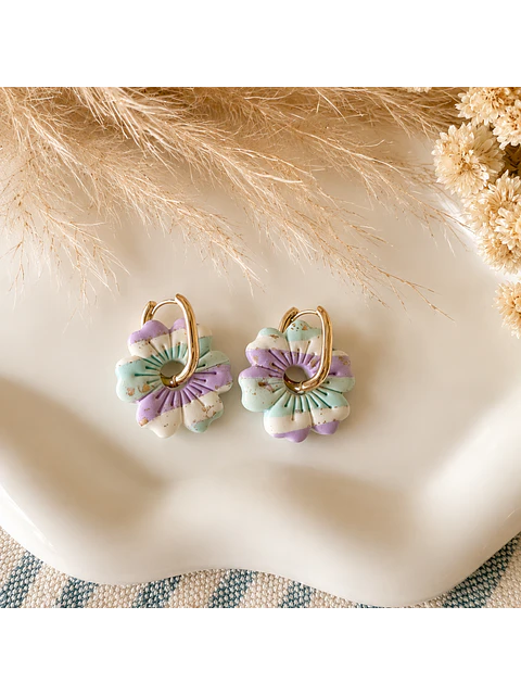🌸 Aritos Flor Pastel 🍰 Charm 🌸 Reversibles