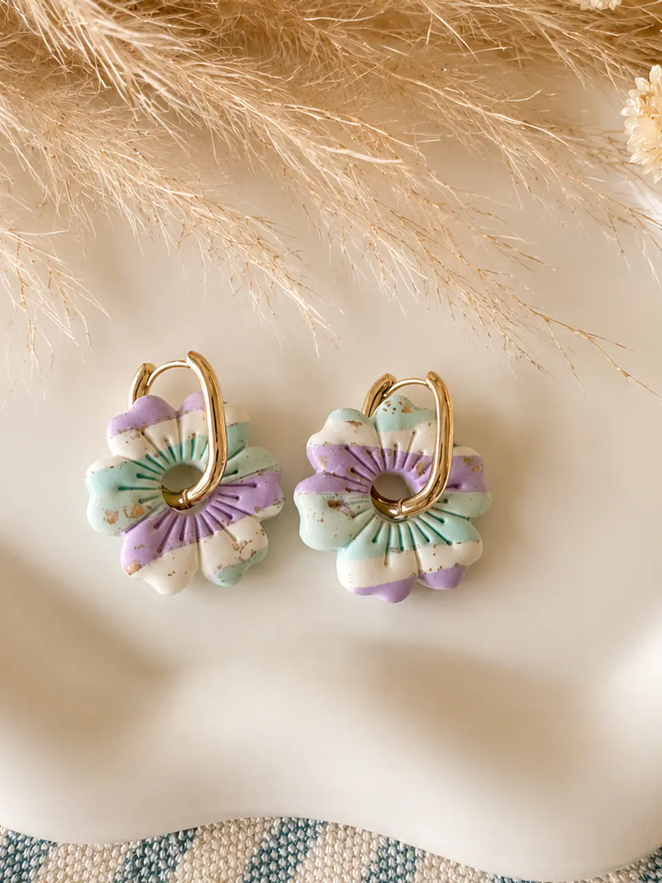 🌸 Aritos Flor Pastel 🍰 Charm 🌸 Reversibles 1