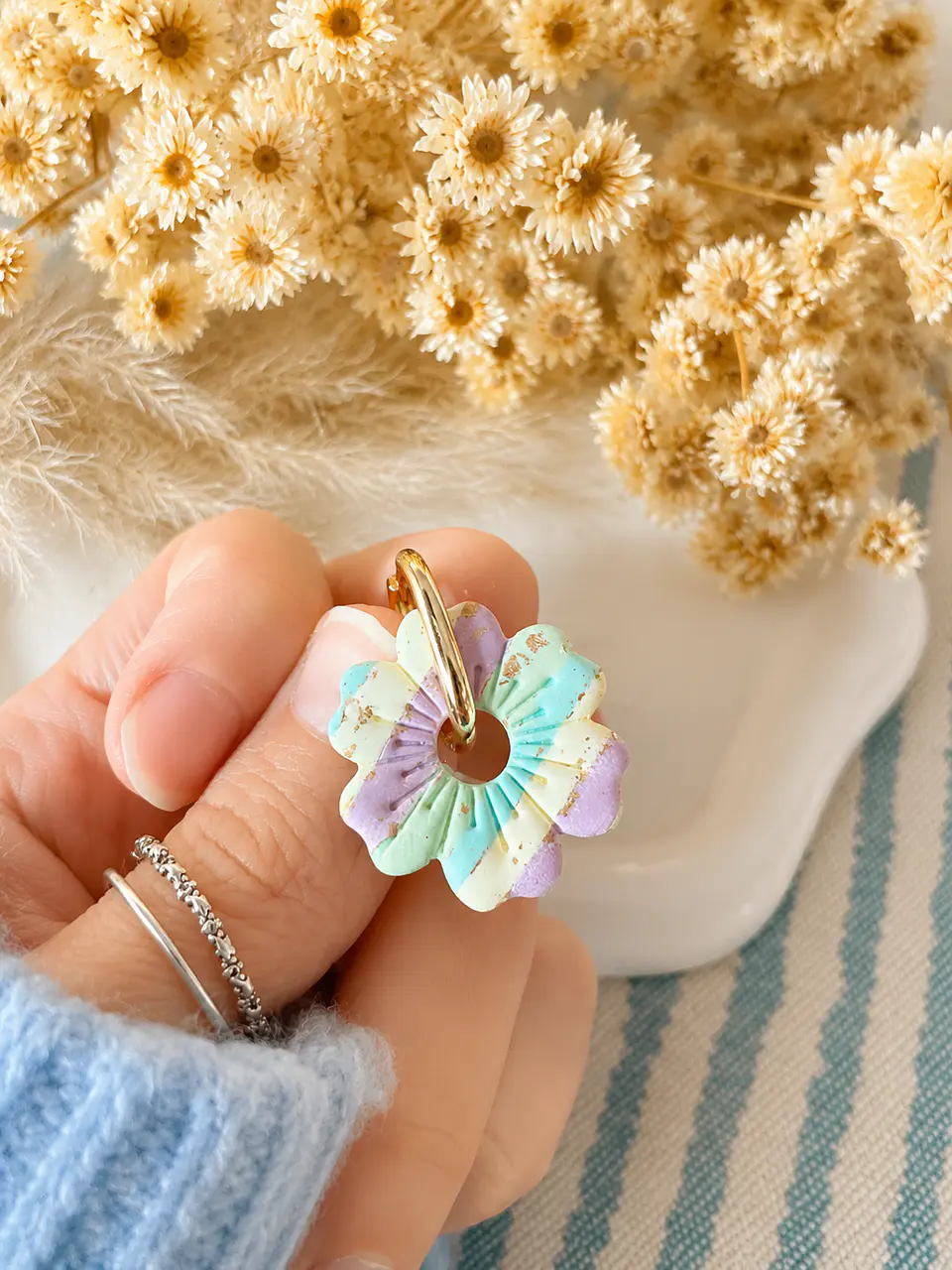 🌸 Aritos Flor Pastel 🍰 Charm 🌸 Reversibles 2