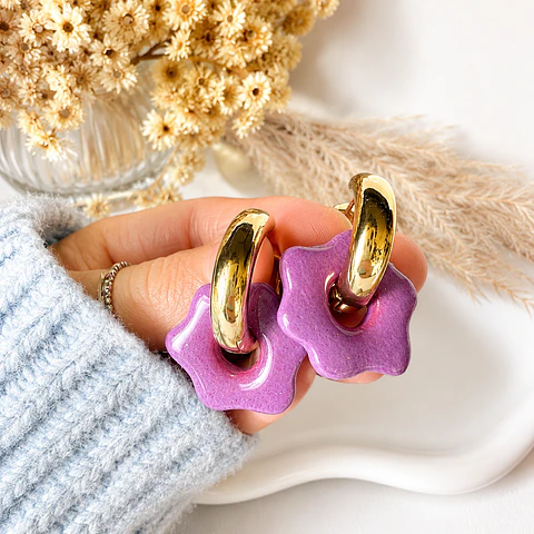💜✨ Aritos Flor Lavanda Charm
