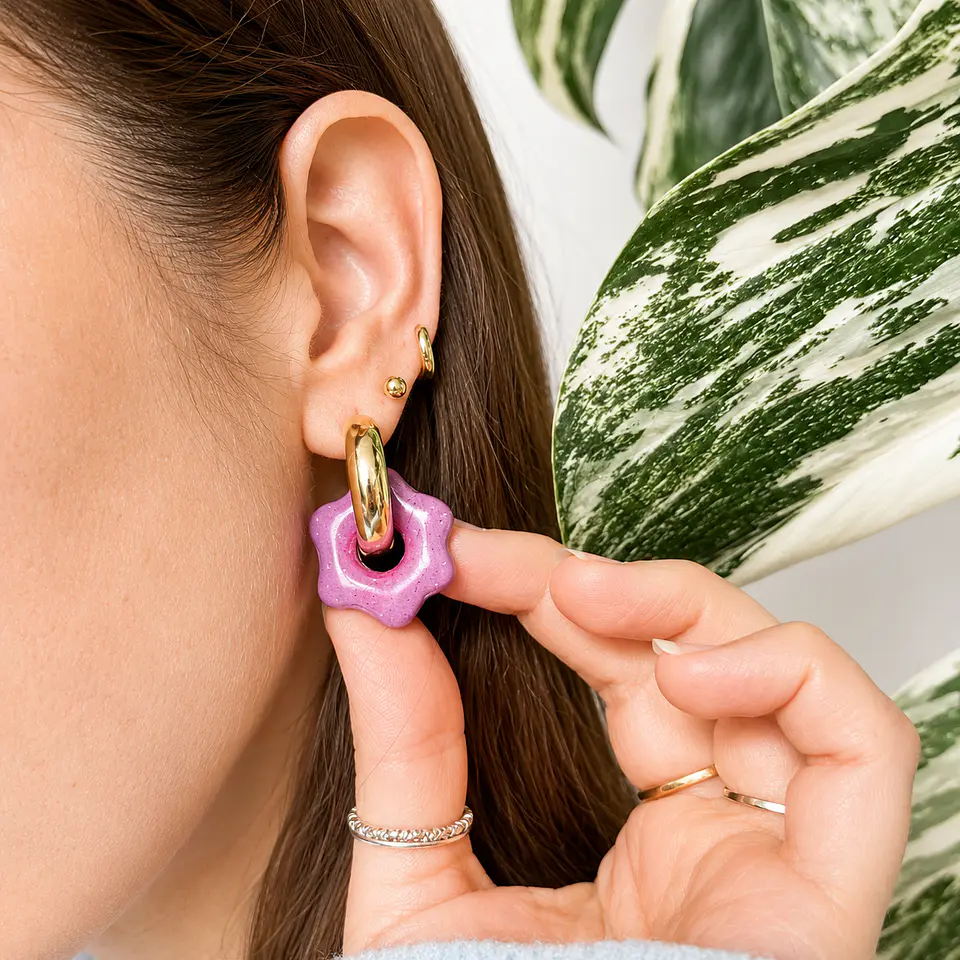 💜✨ Aritos Flor Lavanda Charm 2