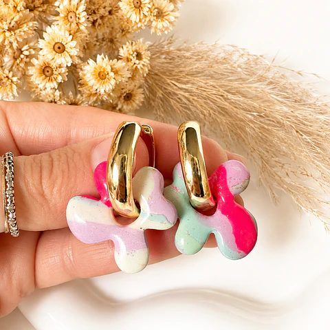🌈✨ Aritos Flor Pastel Candy Charm