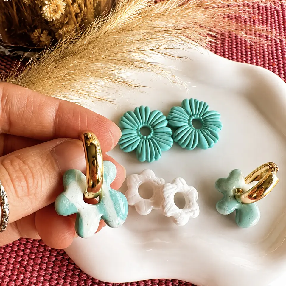 Pack de Charms Florales Intercambiables Aqua 🌊🌼 4