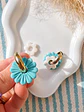 Pack Aritos Intercambiables – Flores Celeste 🌼🩵 - Miniatura 1