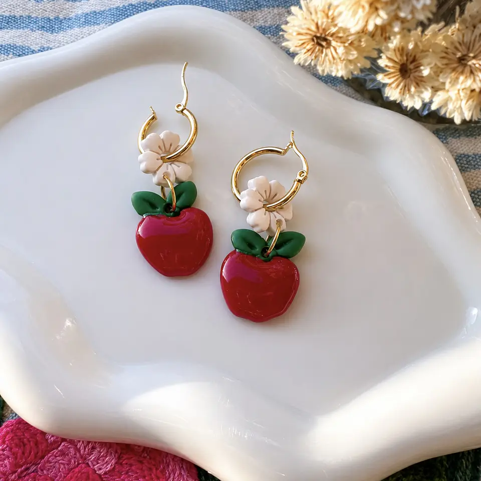 🍎 Aritos Flor & Manzana 2