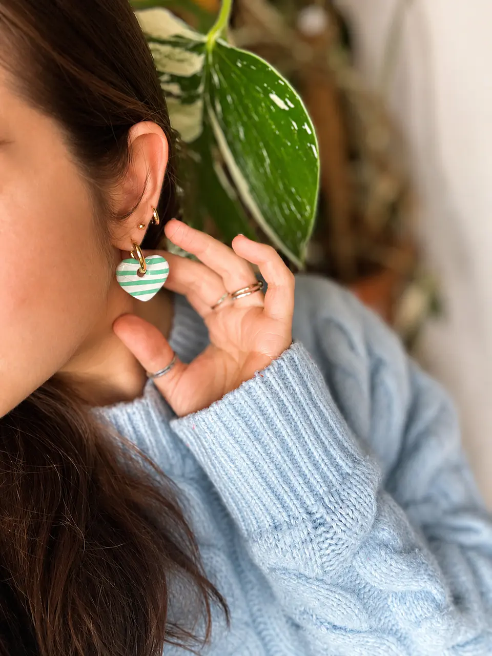 Charm Corazón Rayas Menta 🩵 4