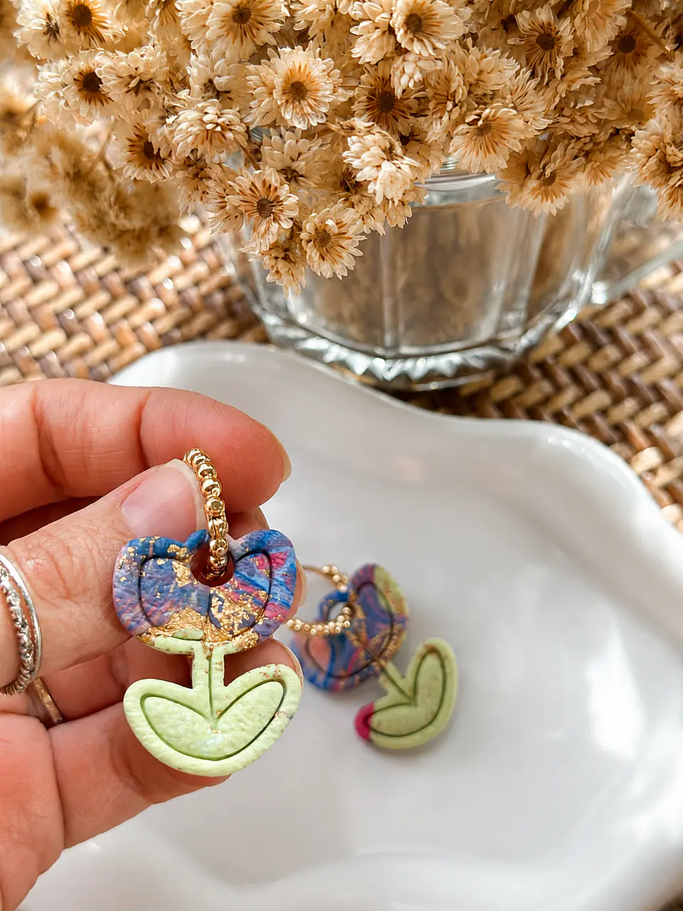 🌷 Charm Flor Tulipan Acuarela azul🌷 3