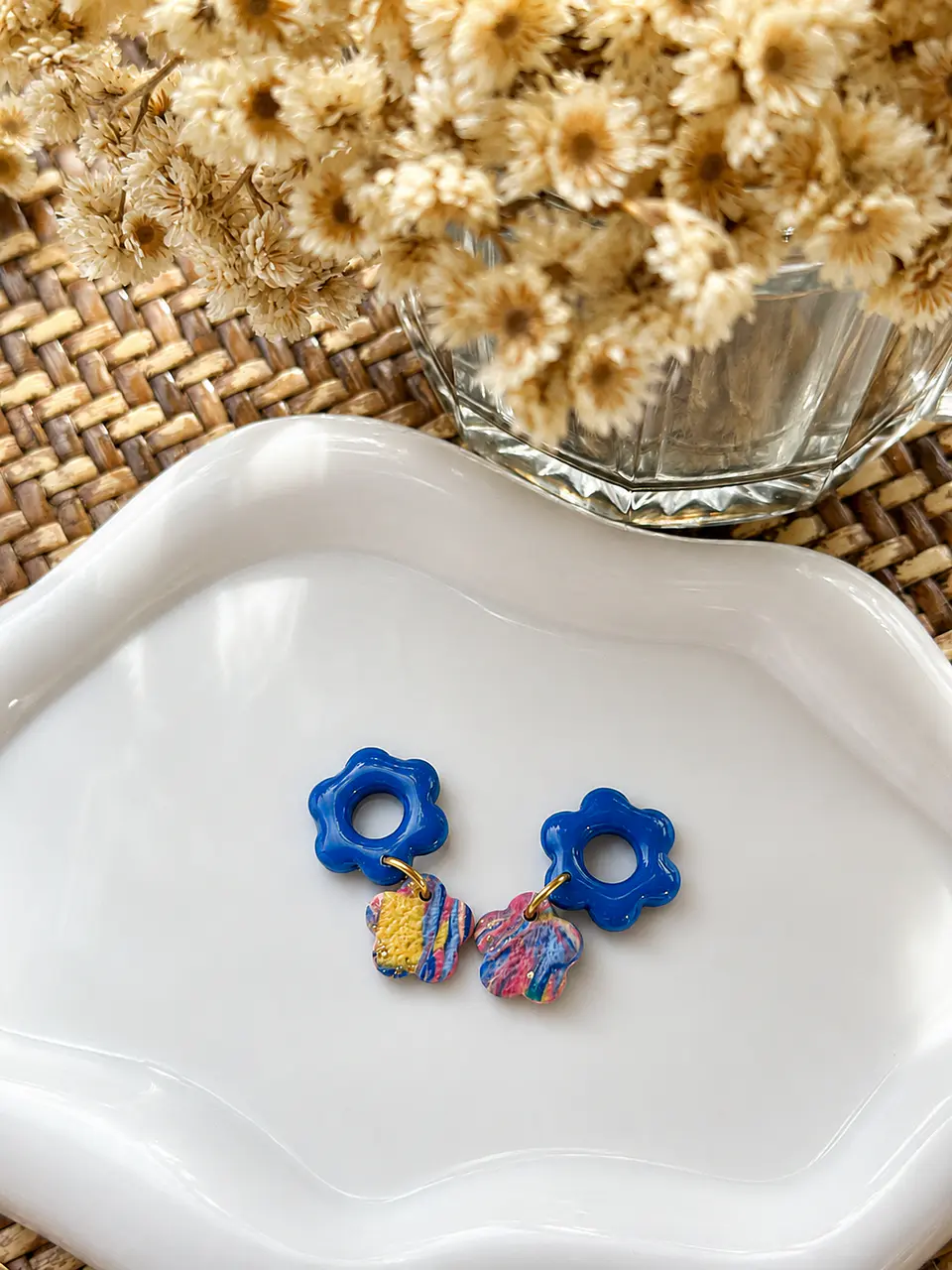 🌼 Charm Flor Azul con Colgante Acuarela 🌼 2