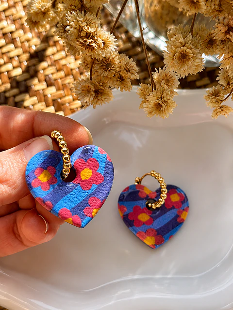 💙 Charm Corazón Flores Pop Reversibles 💙 Talla L