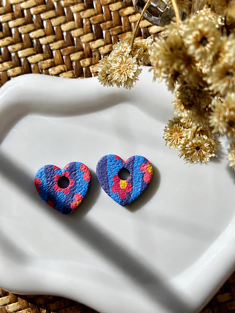 💙 Charm Corazón Flores Pop Reversibles 💙 Talla M Mate