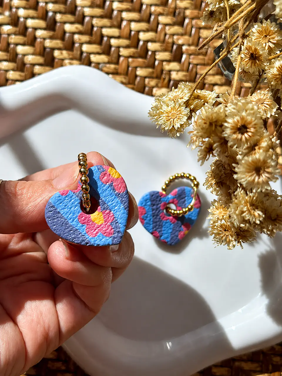💙 Charm Corazón Flores Pop Reversibles 💙 Talla M Mate 2