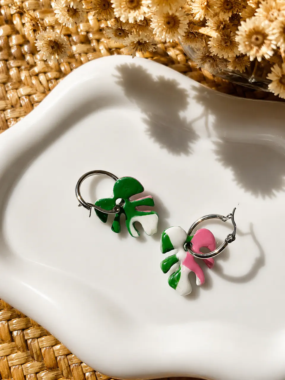 🌸 Charm Monstera Tropical Rosa y Verde 🌸 2