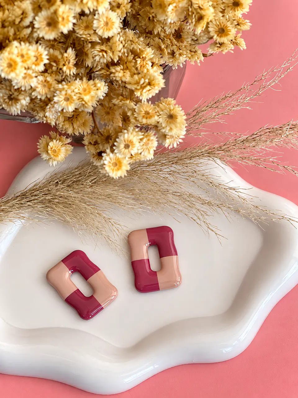 🌸 Charm Cuadrado Ondulado Rosa y Nude 🌸 2