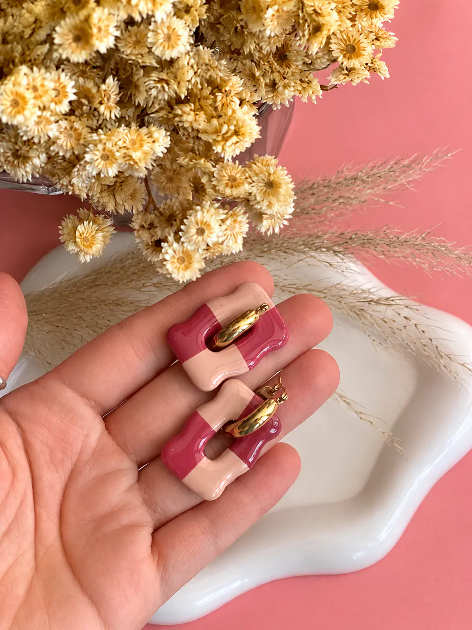 🌸 Charm Cuadrado Ondulado Rosa y Nude 🌸 3