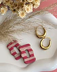 🌸 Charm Rectangular Rayado Rosa y Nude 🌸 - Miniatura 3