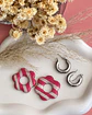 🌸 Charm Flor Rayada Fucsia y Nude 🌸 - Miniatura 2