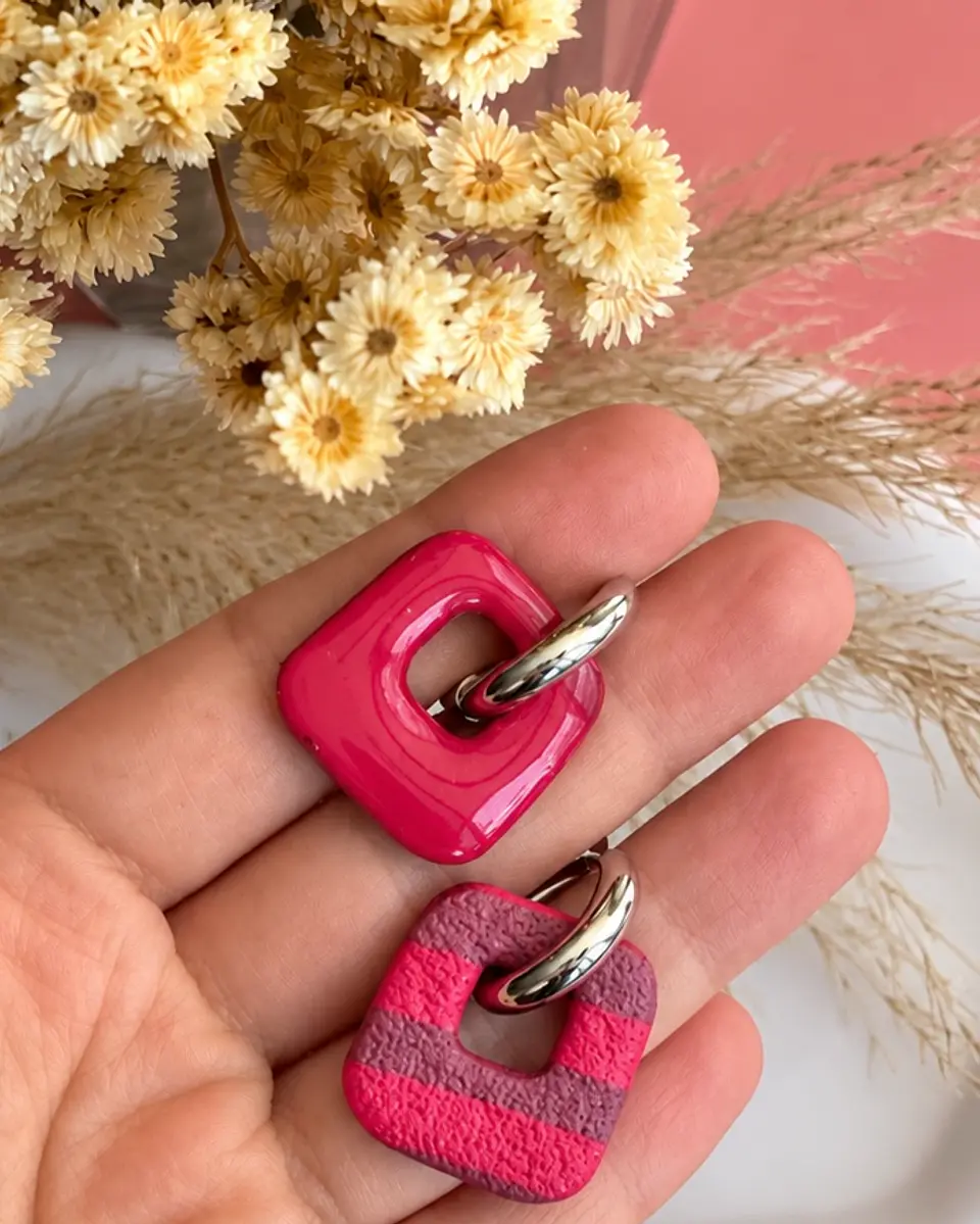 🌸 Charm Cuadrado Fucsia y Malva 🌸 1