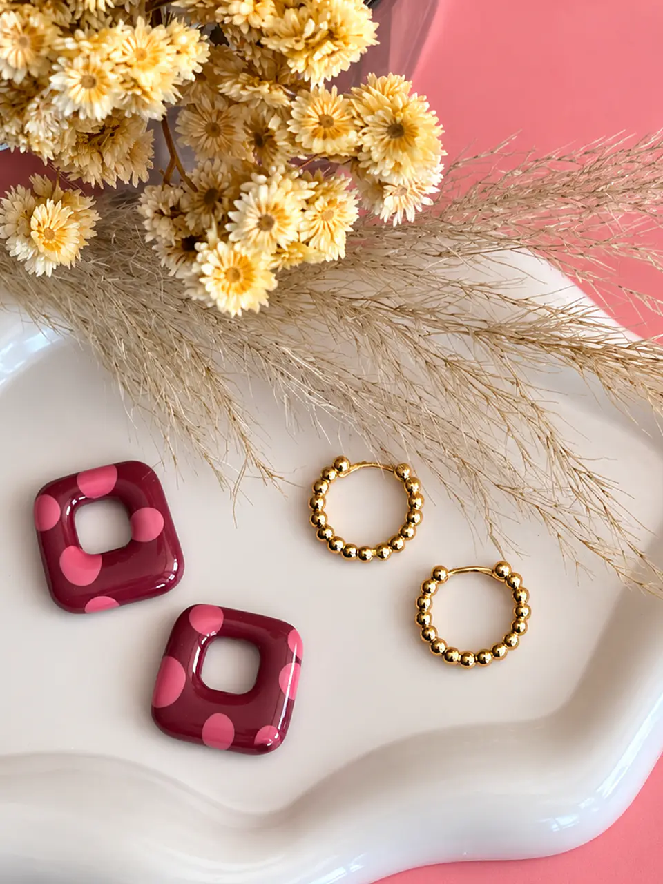 🟪 Charm Cuadrado Burdeo y Rosa 🟪 2