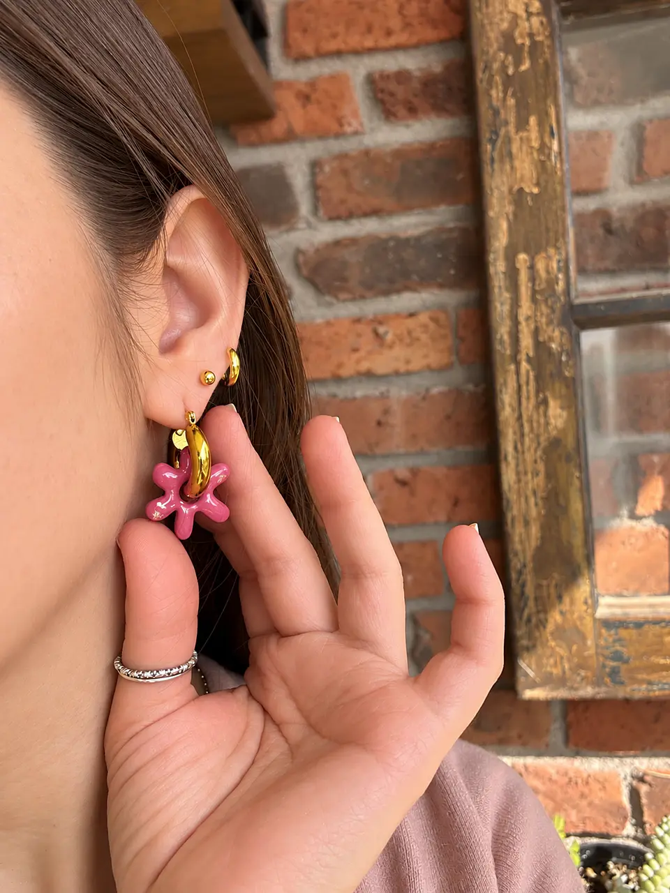 🌸 Charm Flor Fucsia y Burdeo y rayas 🌸 6