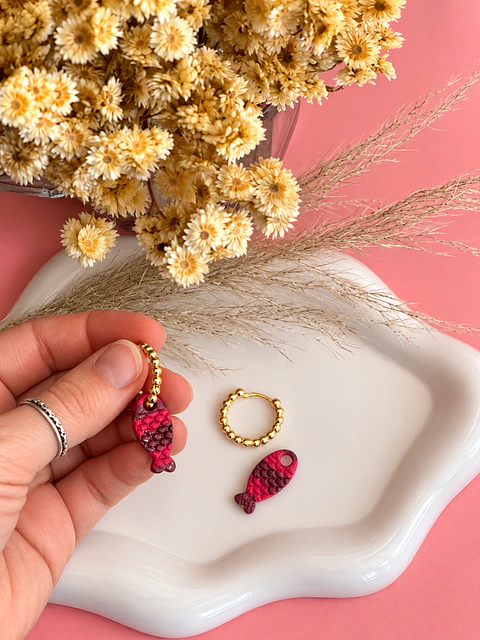 🐟 Charm Pez Fucsia y Burdeo 🐟