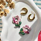 🌸 Charm Flor Marmoleada Rosa y Burdeo 🌸 - Miniatura 3