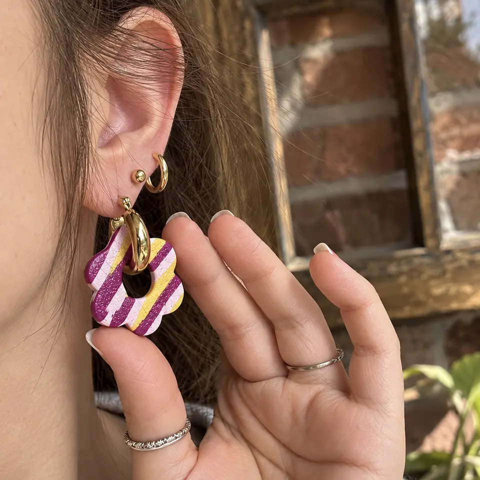 🌼 Charm Flor Rayas Morado y Amarillo 🌼 3
