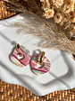 🩷 Charm Circular Rayas Rosadas 🩷 Incluye Argollas doradas - Miniatura 2