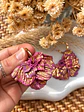 💜 Charm Flor Magenta y Dorado 💜 Incluye Argolla - Miniatura 1