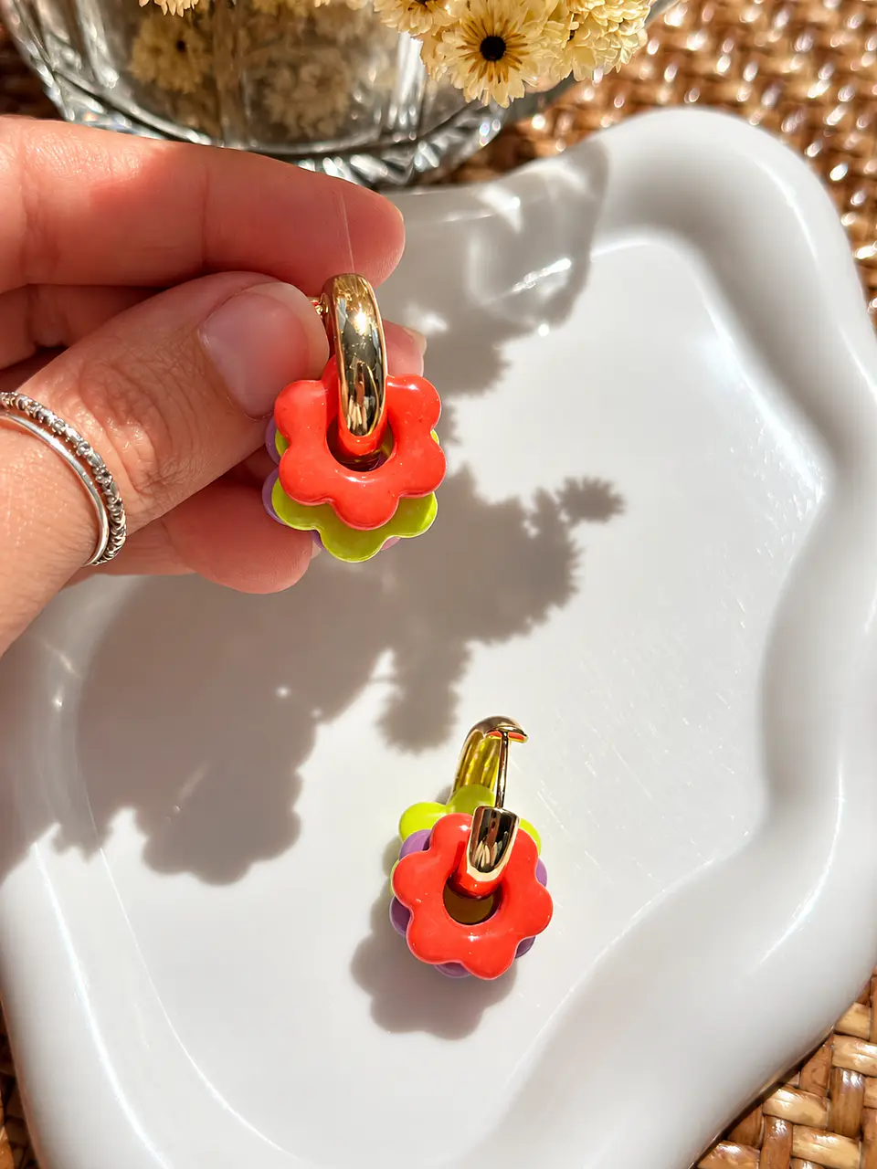 🌸 Set de 3 Charms Florales Incluye Argolla  3