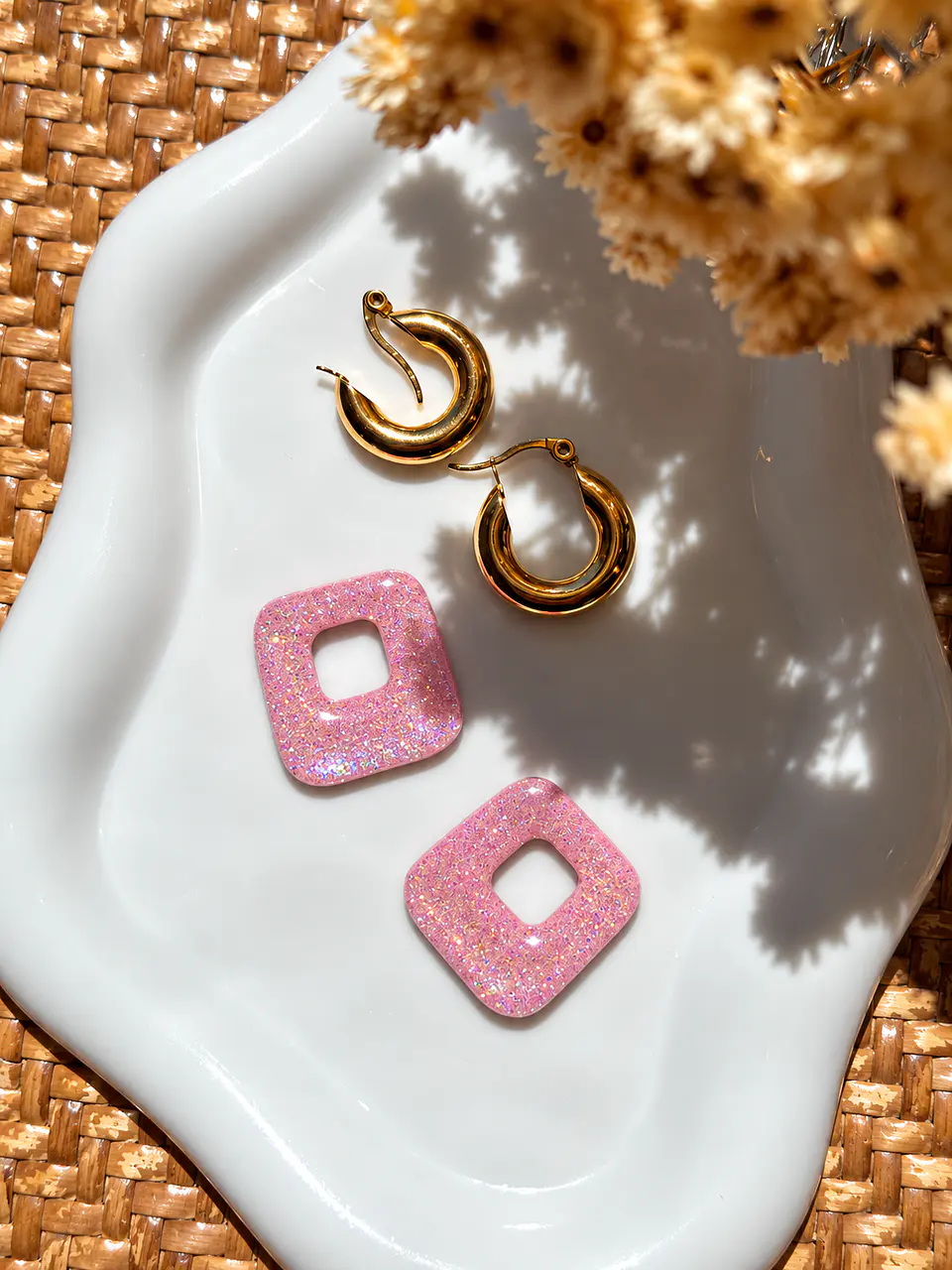 🩷 Charm Cuadrado Glitter Rosado 🩷 1