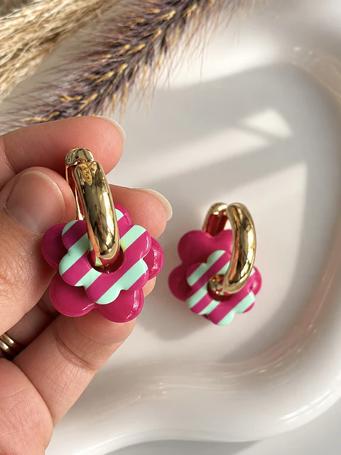 🩷 Set Flor Pop 🩷 Incluye Argollas