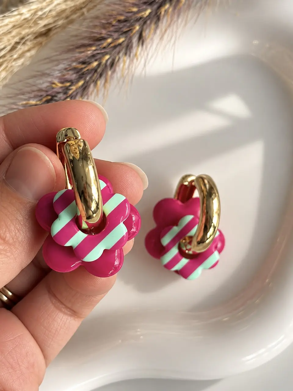 🩷 Set Flor Pop 🩷 Incluye Argollas 1
