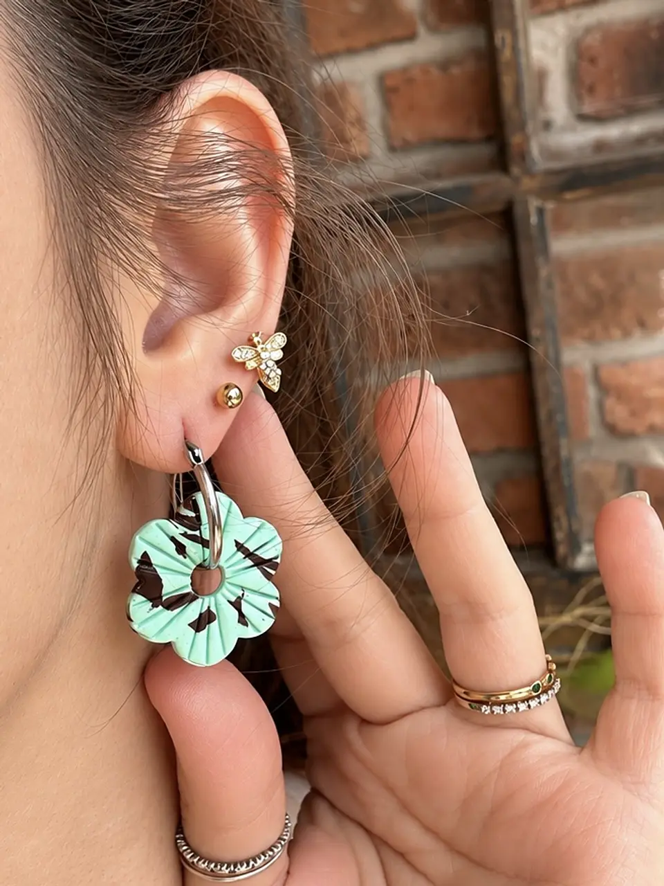 🩷 Set Flor Menta y Frutos Rojos 🩷 Incluye Argollas 5
