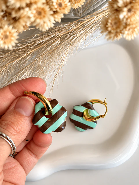 🤎 Set Chocolate Menta 🤎 Incluye Argollas