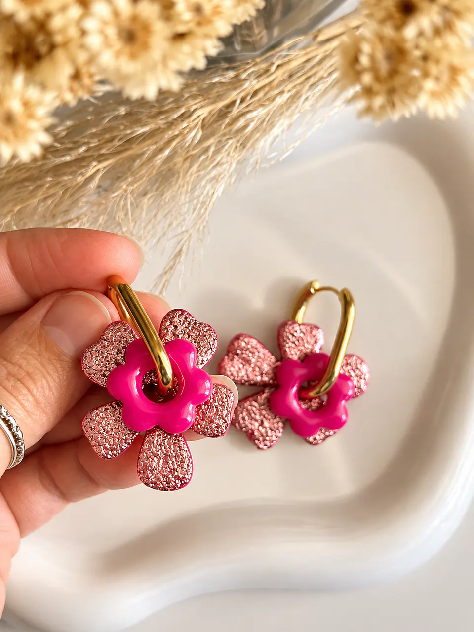 🩷 Set Flor Destello 🩷 Incluye Argollas 1