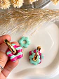 🩷 Set Flor Rayada 🩷 Incluye Argollas - Miniatura 3