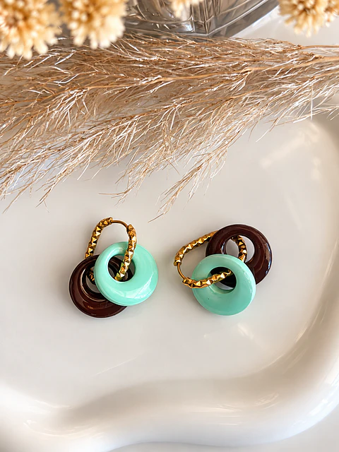 🤎 Set Menta y Chocolate 🤎 Incluye Argollas 