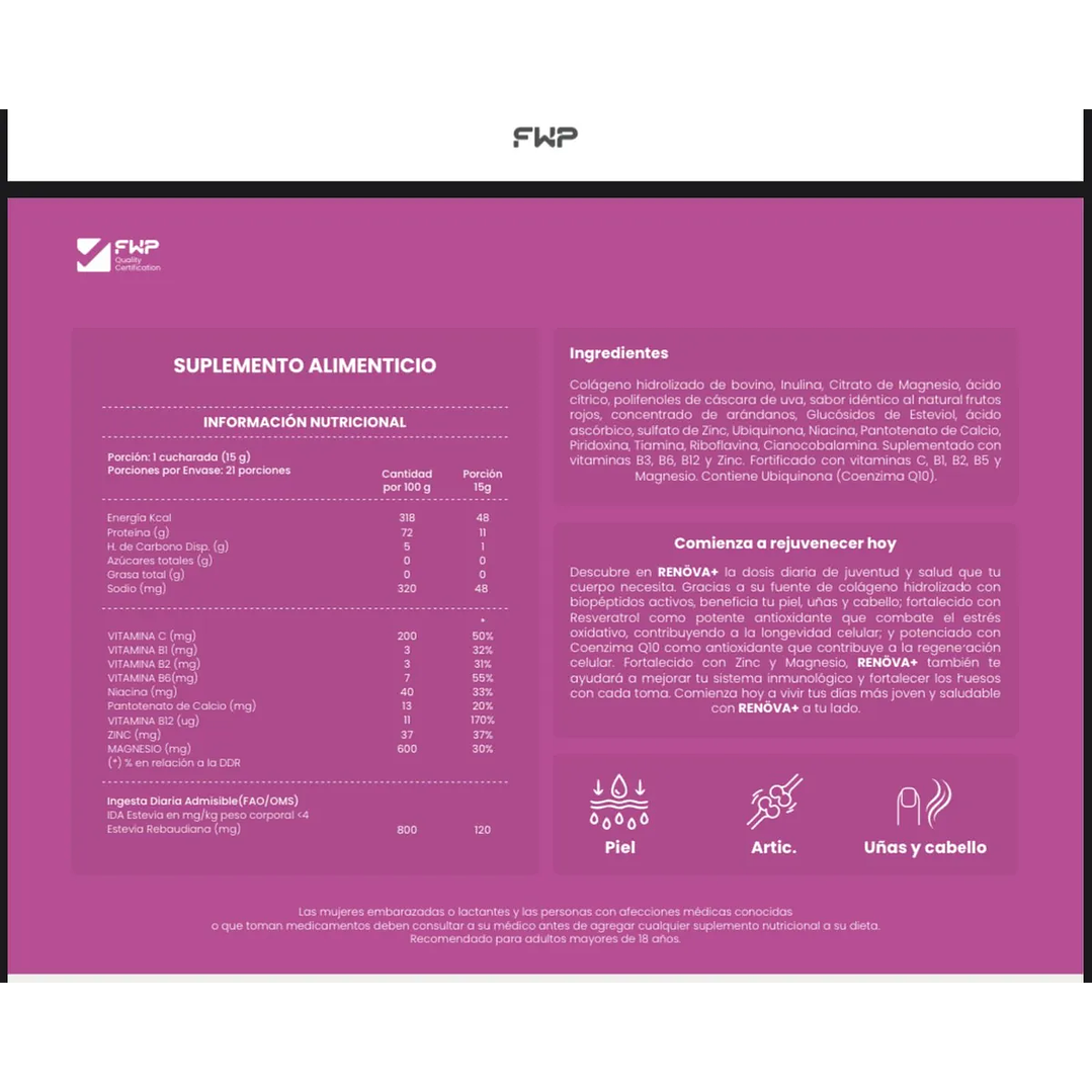 Renova+ Original_ Biopeptidos De Colágeno + Resveratrol + Regalo 21