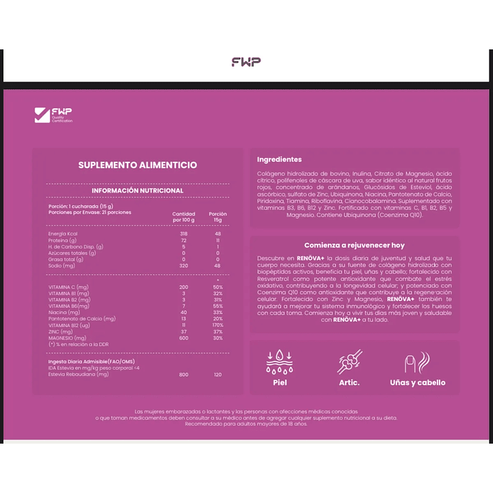 Renova+ Original_ Biopeptidos De Colágeno + Resveratrol + Regalo 21