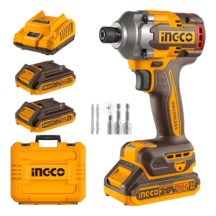 ATORNILLADOR IMPACTO BL INGCO +2 BAT 2AH Y CARG 1/4