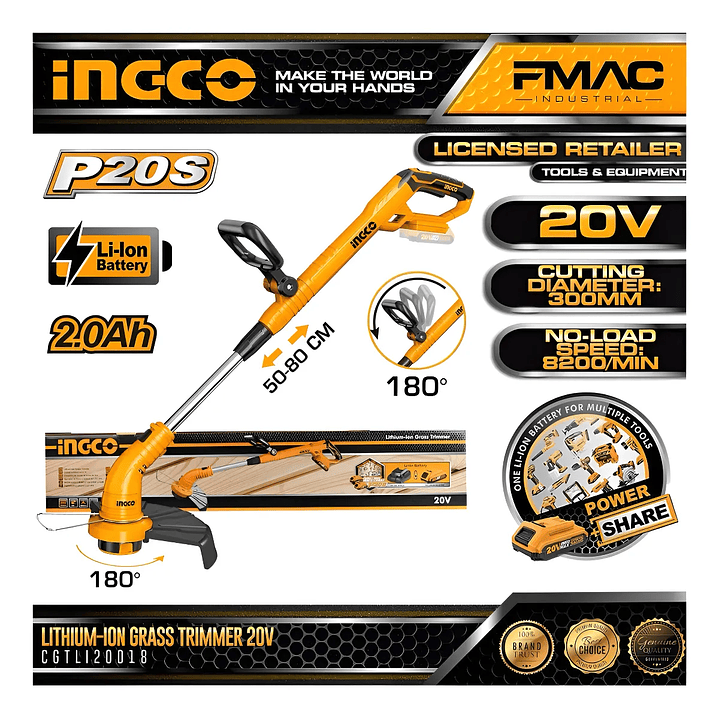 ORILLADORA INGCO INALAMBRICA 20V_CGTLI20018 5