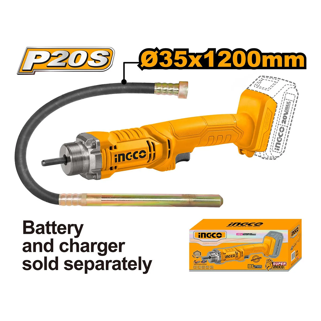 VIBRADOR DE CONCRETO INGCO + BAT 2AH Y CARG NORMAL 35X1200MM 20V_CCVLI2023011 4