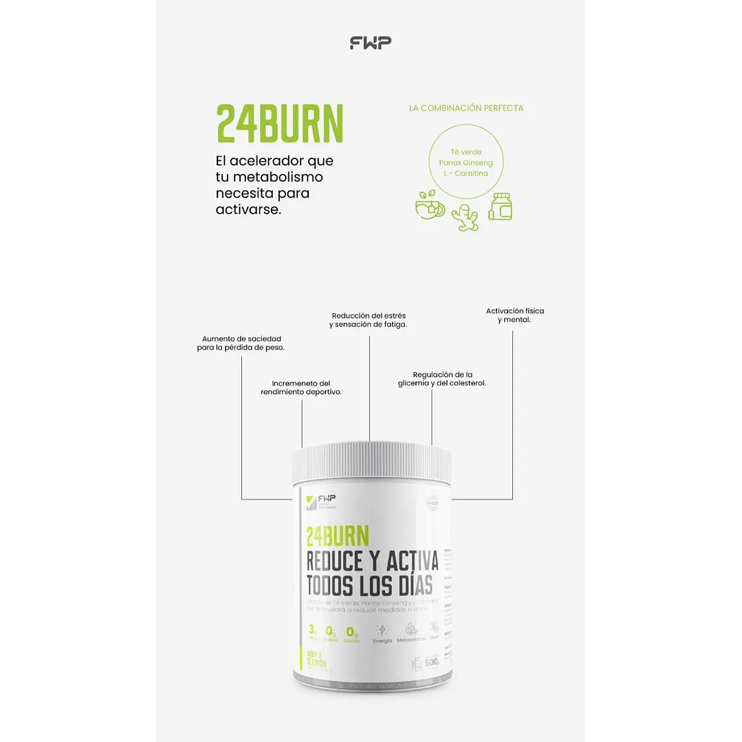 24 Burn Fwp Energizante y reductor de tallas 500gr Original 4