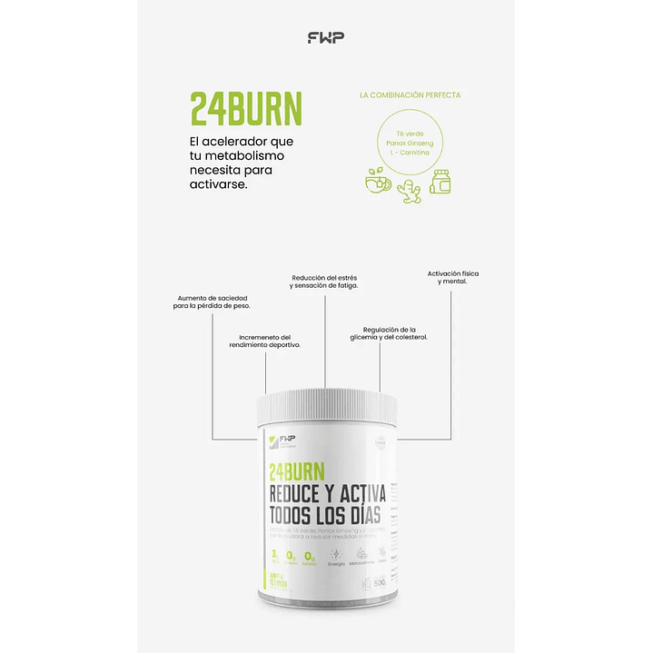 24 Burn Fwp Energizante y reductor de tallas 500gr Original 4