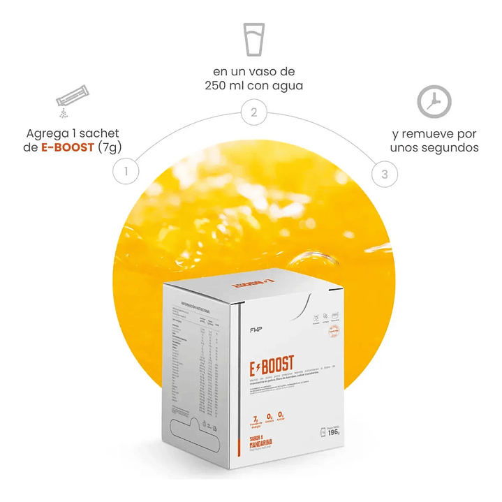 E-boost Energizante Natural Sabor Mandarina 0% Azúcar Fwp 3