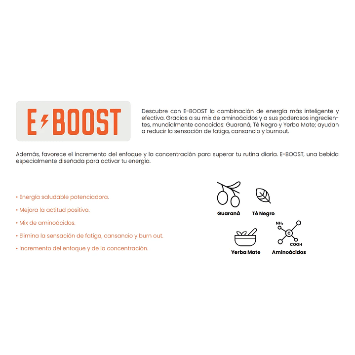 E-boost Energizante Natural Sabor Mandarina 0% Azúcar Fwp 5
