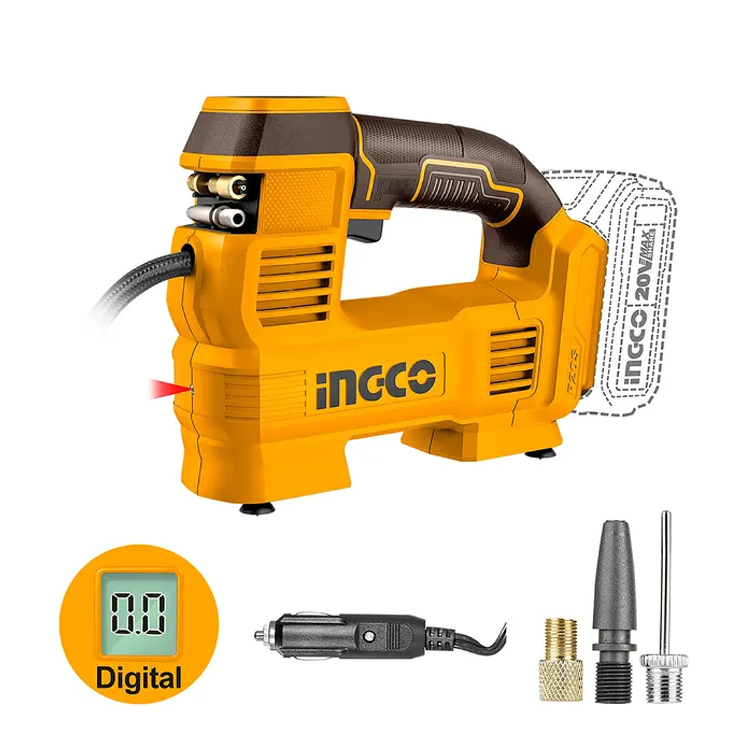 Compresor De Aire Ingco Inalambrico Para Auto 12v/20v 160psi 1