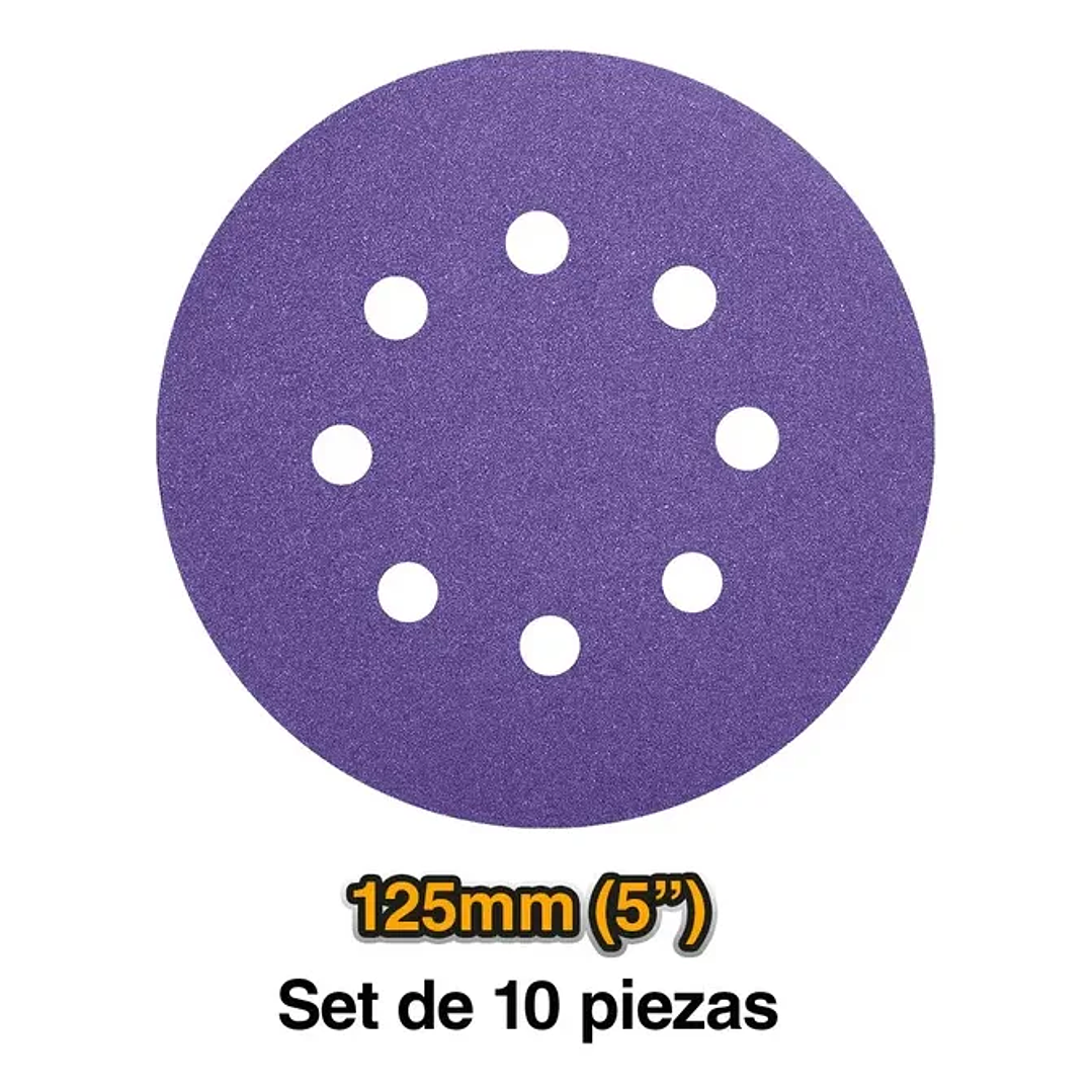 Set Discos De Lija Ingco Zirconio 10pza Industrial 125mm/5