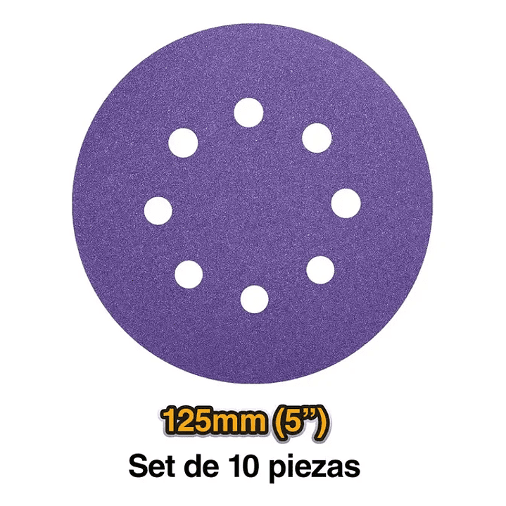 Set Discos De Lija Ingco Zirconio 10pza Industrial 125mm/5